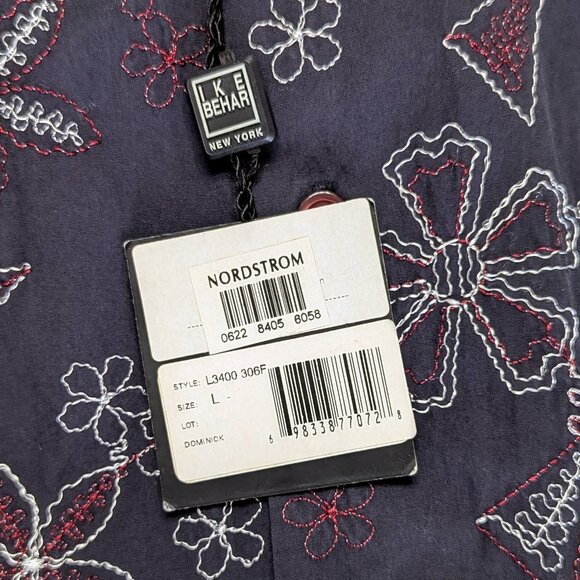 Ike Behar NWT Size L Deep Purple Eggplant Color Embroidered Button Down Shirt - Picture 7 of 8